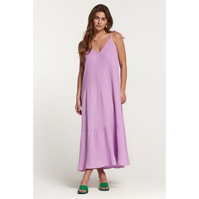 Shiwi Bogota Dress Mousseline Waffle Sheer Lilac Maat: L | Maxi Jurken Outlet | Dames | Paars