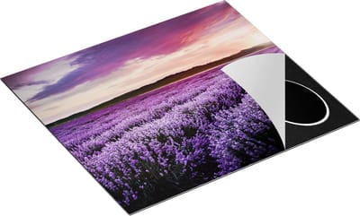 Chefcare Inductie Beschermer Bloemenveld met Paarse Lavendel - Bloemen - 60x50 cm - Afdekplaat Inductie - Kookplaat Beschermer - Inductie Mat