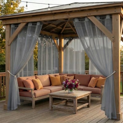 Qelus Buitengordijn Waterdicht Lichtdoorlatend met Ringen - Vitrages - Outdoor Gordijn Transparant - 132x213cm - Blauw - 1 Stuk