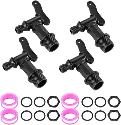 Regenton Kraan - Afvoerkraan Tuin - Water Tappen - Inclusief Afdichtring - 3/4 Inch - Zwart
