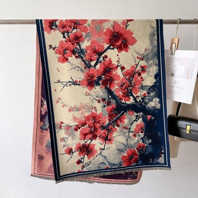 Winter Dikke Warme Dames Sjaal Luxe Design Dubbelzijdig Kasjmier Sjaals Vintage Bloemenprint Sjaal Deken Mantilla Echarpe 66X186cm gray