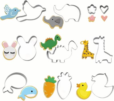 Dierenkoekjes snijvormen voor kinderen - 10 stuks uitsteekvormen van voedselstaal voor creatief bakplezier en ouder-kind interactie