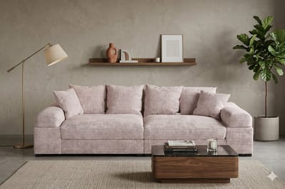 Big Sofa Bankstel zitbank - Fatguy Pink Roze Corduroy Ribstof - Brede sofa - bigsofa zetel - Hoekbanken en hoeksalon bij zetelsenbedden