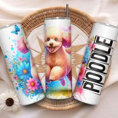 Poedel Tumbler cadeau honden beker met rietje - Geïsoleerde roestvrijstalen drinkbeker met deksel - Thermosbeker Hond - Thermosfles - Schoolbeker- Cadeau voor hondenliefhebber - Draagbare thermosfles - Huisdier cadeau - Huisdier - Koffiebeker