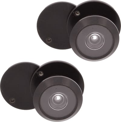 2x amig deurspion - messing - zwarte finish - 160° zicht - voor deuren 15-25 mm