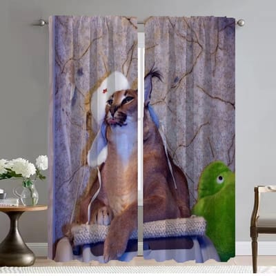 Raamgordijn voor Kamer 2 Panelen Caracal Gordijnen voor Slaapkamer Thuis Interieur Gordijnen Shades Halloween Decoratie Scheidingswand Woonkamer W50xH70cmx2pcs-CL gray