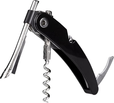Vacu Vin Single Pull Kurkentrekker Zwart – 3-in-1 Kelnersmes – Met Capsulesnijder en Flesopener