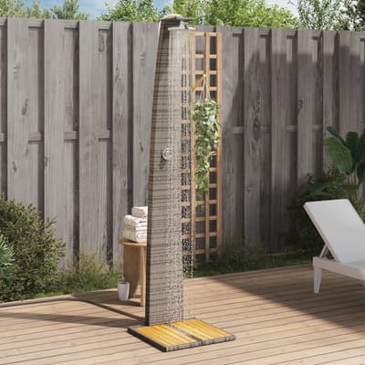 vidaXL - Buitendouche - 55x60x224 - cm - poly - rattan - en - acaciahout - grijs