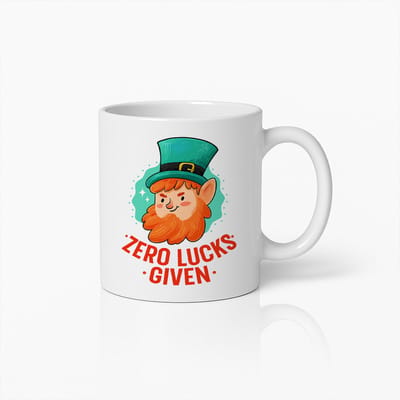 Zero Lucks Given Mok – 330 ml Grappige Ierse Koffiebeker – Humoristisch St. Patrick’s Day Cadeau – Kabouterontwerp voor Sarcasme Liefhebbers