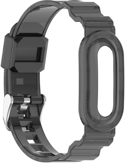 Stravo Transparant TPU Band Fitbit Air – Zacht bandje met geïntegreerde beschermhoes – Geschikt voor Fitbit Air – Transparant Zwart