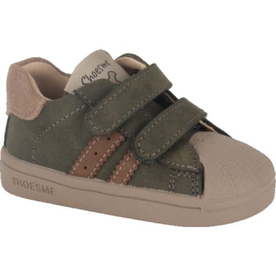 Shoesme Groen Sneakertje Met Stootneus - Sneakers Kinderen - Jongens - Dark Green Taupe - Leer - Maat 23