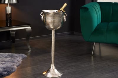 Decoratieve champagnekoeler CHAMPAGNE 80cm antiek zilveren handgemaakte metalen flessenkoeler - 41691