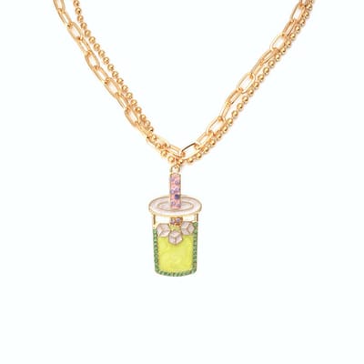 ICYBOY 18K Glinsterende verguld Ketting met Boba Hanger Bubble Tea [GOLD PLATED]