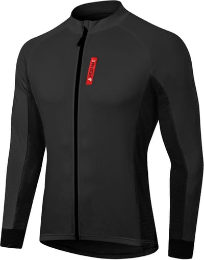 MEETYOO Fietsshirt voor heren, Full Zip Mountain Racefiets Fietsshirts Lange MTB Top met Zak-Zwart-XXXL