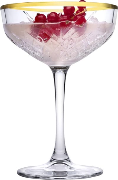 Pasabahce Golden Touch – Champagnecoupe Timeless 27 cl – Transparant met Gouden Randen- Set van 4