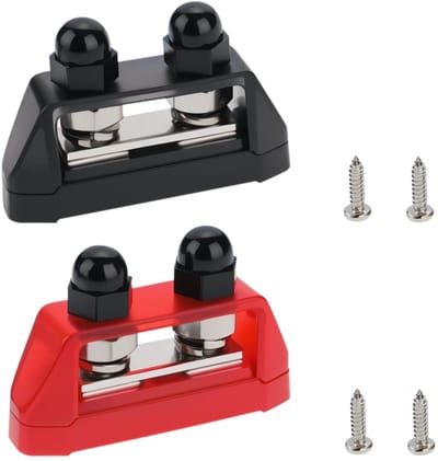 Dailygoods- Stroomverdeelblok Grote Capaciteit - M10 (3/8 inch) - Dual Stud Bus Bar - 250A - Nylon - Inclusief Schroeven - Batterijverdeelblok