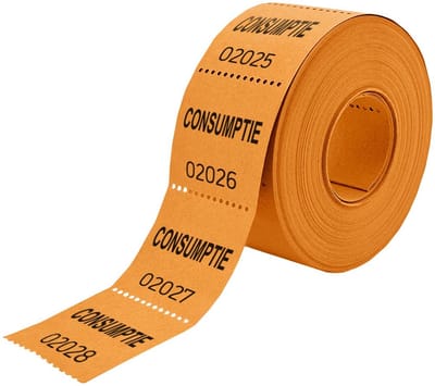 CombiCraft kleine consumptiebon op rol oranje - 5 rollen - 5x500 bonnen