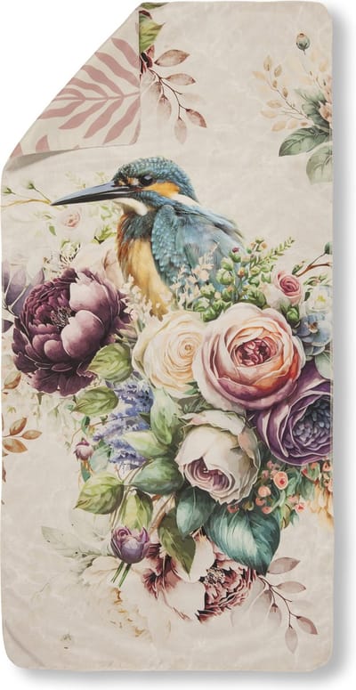 HIP Sporthanddoek "bloemen en vogels" - Zand - (50x100 cm) - Microvezel