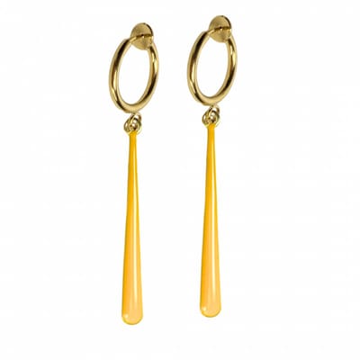 Klem oorbellen- Lafayette- geel- goudkleur -emaille -geen gaatje-Charme Bijoux