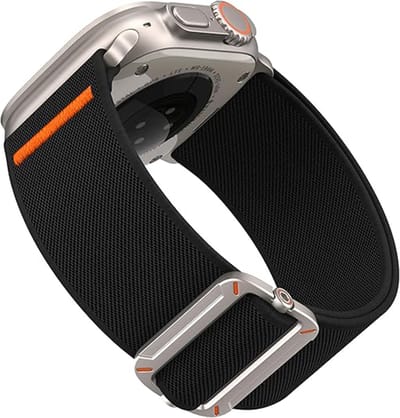 Stravo Elastisch Nylon Bandje – Geschikt voor Apple Watch 42mm (Series 11/10), 41mm (Series 9/8/7), 40mm (Series 6/5/4, SE 3/2/1), 38mm (Series 3/2/1) – Brede Solo Loop Sport Horlogeband – Zwart