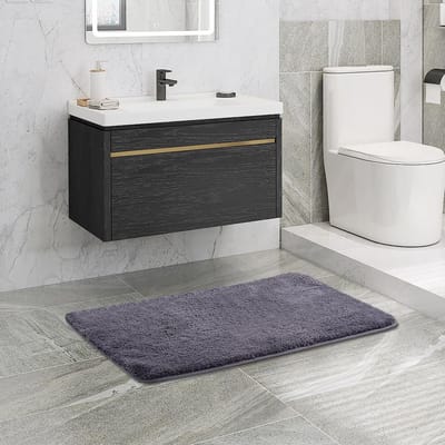 Badmat 50x80 cm donkergrijs hoogabsorberend microvezel tapijt met antislip TPR onderkant wasbaar voor badkamer toilet