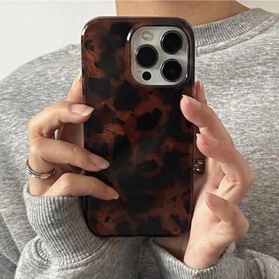 Retro Amber Textuur Laser Telefoonhoesje Voor iPhone 17 16 Pro Max 15 14 13 12 11 XS XR 7 8 Plus 16E Stijlvolle Luipaardprint Zachte Cover For iPhone 13