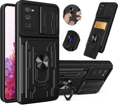 Hoesje Geschikt Voor Samsung Galaxy S20 hoesje met kickstand Zwart - Hoesje Geschikt Voor Samsung Galaxy S20 camera lens screen protector - hoesje Hoesje Geschikt Voor Samsung Galaxy S20 met pasjeshouder ring case