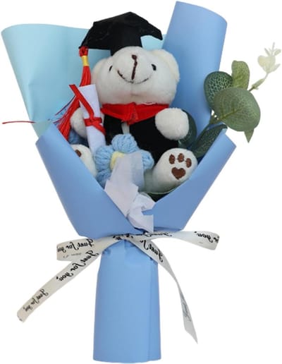 Beren Rozen Boeket - Knutsel Bloemen - Cadeau Geven - Handgemaakt Uniek - 25 cm - Blauw