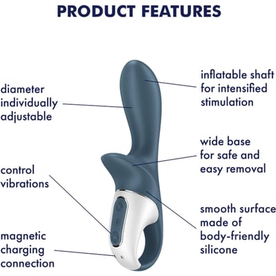 Satisfyer, vibrator, anale vibrator, 'Air Pump Booty 2', 18 cm, huidvriendelijk materiaal, oplaadbaar, opblaasbare schacht