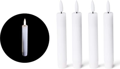 4x LED-kaarsen met bewegende vlam, was - echte was wit - binnen - 12,5 cm hoog voor 2,2 cm diameter / 2 AAA-batterijen vereist - LED-kaarsen voor adventskrans
