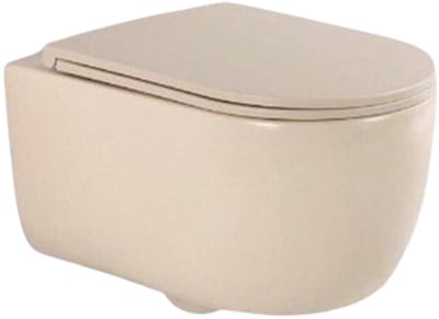 FugaFlow Eccelente Pietra Swirl Wandclosetset - 36.5x53.0cm - diepspoel - rimless - slim softclose zitting - beige
