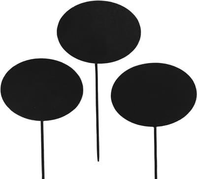 Bedpalen Tuinpalen Houten borden Ovaal Zwart H17,5 cm, 12 stuks, 12 St