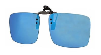 Polar Specs® 46x132 mm. Aluminium Opklapbare Voorhanger – Clip on Zonnebril – Brilclip – Voorzetbril – Polariserend Olie Blauw standaard Cat.3 – Unisex