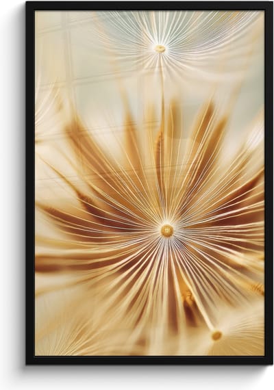 Poster in lijst - Fotolijst 60x90 cm - Posters - Paardenbloem - Beige - Abstract - Modern - Natuur - Posterlijst zwart - Decoratie - Wanddecoratie woonkamer - Muurdecoratie slaapkamer