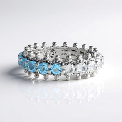 Cavill - Zilveren ring 925 sterling zilver - Zwitsers-blauwe topaas 0,99 ct & zirkonen 1,26 ct - elegante zilveren damesring met ronde stenen
