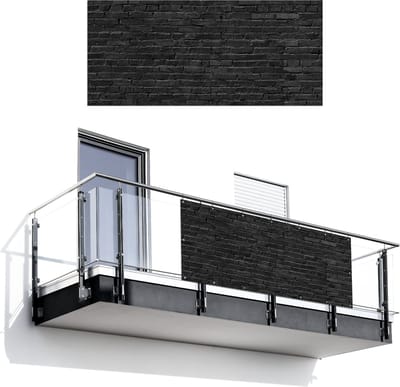 Balkonscherm 200x90 cm - Balkonposter Steenlook - Bakstenen - Grijs - Balkon scherm decoratie - Balkonschermen - Balkondoek zonnescherm