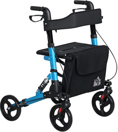 Aafinity Aluminium Rollator met Zitje - Opvouwbaar Mobiliteitshulpmiddel met 4 Wielen, Dubbele Remmen, Verstelbare Hoogte en Opbergtas voor Ouderen