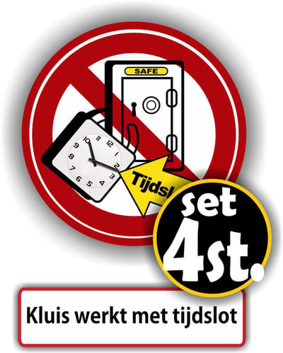 Jerma - Kluis met tijdslot - Sticker - Set 4 st - 2 van Ø10 cm - 2x 2.5x10 cm - Zelfklevend -