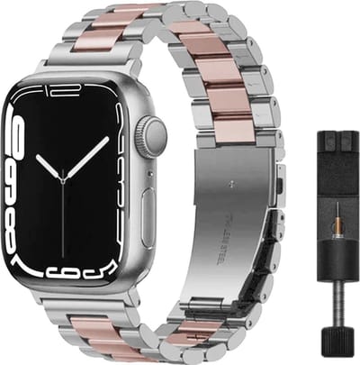 RVS Watch Bandje Geschikt Voor Apple Watch - 38-40-41mm - Zilver Rosé