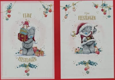 10 Kerstkaarten met enveloppen Me to You - 2 motieven beertje met cadeau en kerstman - fijne feestdagen