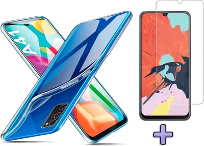 HB Hoesje Geschikt voor Samsung Galaxy A41 - Transparant - Siliconen Back Cover + Tempered Glazen Screenprotector