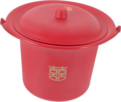 Draagbare Urinepot - Kamerpot Spittoon - Thuisgebruik Noodgevallen - Antislip Geur Isolatie - 29.5 x 25 cm - Rood