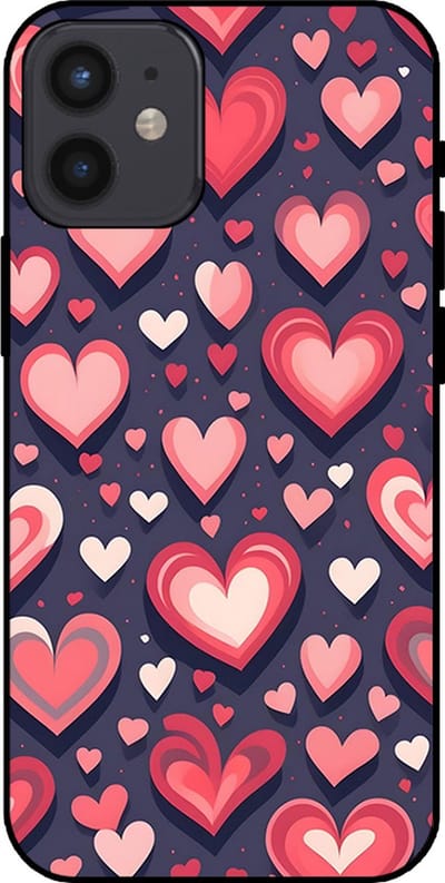 Smartphonica Telefoonhoesje Geschikt voor iPhone 12 Mini met Hartjes Opdruk - TPU Backcover Case With Heart Design geschikt voor iPhone 12 Mini