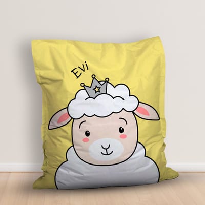 Zitzak - Kinderkamer - Babykamer- Gepersonaliseerde Zitzak - Illustratie vrolijk schaap - Zitzak met naam - binnen en buiten - 100x 140 cm - Zolief