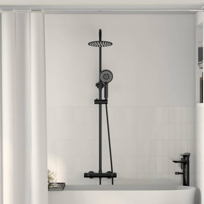 vidaXL - Thermostatische - Douche - Systeem - Set - Zwart - Roestvrij - staal - 201