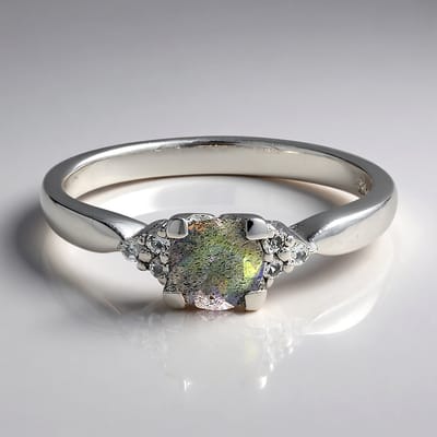 Cavill - Zilveren Ring - 925 Sterling Zilver - 0,39ct Spectroliet & 0,066ct Witte Topaas - Elegante Edelsteenring - Maat 17