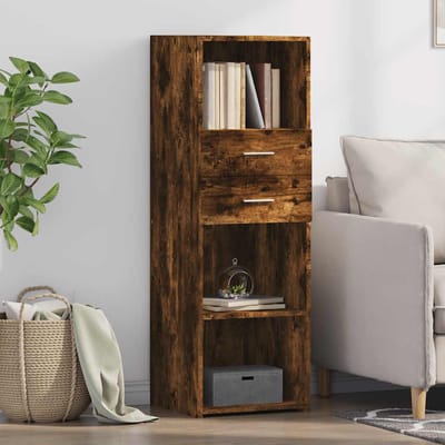 vidaXL - Hoge - kast - 40x42,5x124 - cm - bewerkt - hout - gerookt - eikenkleurig