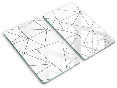 Wallfluent Spatscherm Keuken - Wit Spatwand Keuken - Set 2 Stuks 30x52 cm - Witte Driehoeken Spatscherm Glas - Abstractie Rechthoekig Spatscherm Keuken