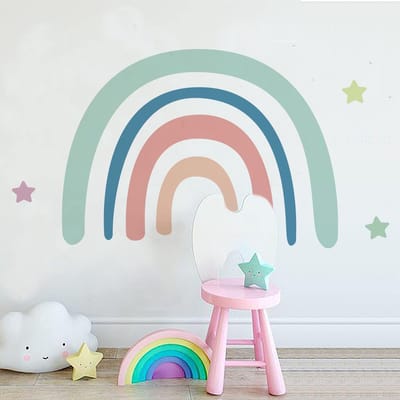 Dailygoods - Regenboog Wandsticker - Muurdecoratie voor Kinderen - Verwijderbaar - Watercolor Design - Creatieve Wanddecoratie - Geschikt voor Kinderk...