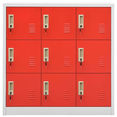 vidaXL - Lockerkasten - 5 - st - 90x45x92,5 - cm - staal - lichtgrijs - en - rood